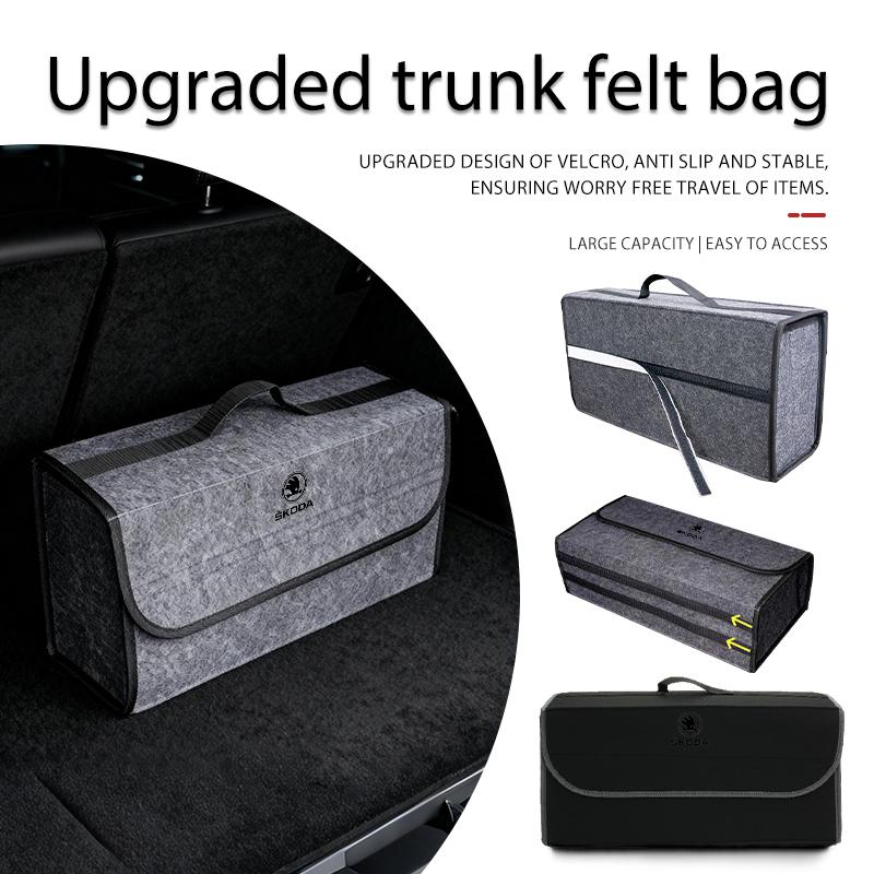 For Skoda Car Trunk Storage Bag Best Felt Organize Auto B Rapid Octavia Derivative Enyaq-iV VisionS Yeti Scala