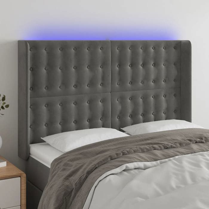 VidaXL LED Headboard Bedroom Furniture Double Bed Accessory Head of Bed Frame Interior Dark Grey 3124531