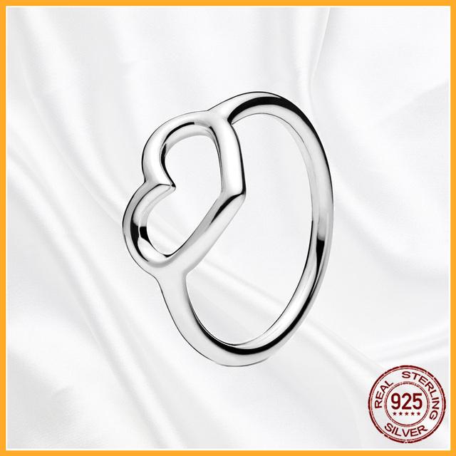 Подлинное 925 пробы стерлингового серебра штабелируемое сердце ромашка цветок сверкающее кольцо для женщин оригинальные 925 пробы серебряные кольца ювелирные изделия подарок