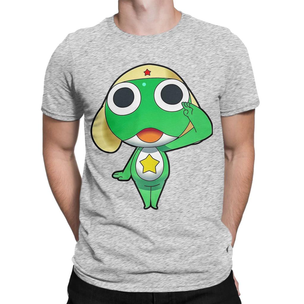 Cute Cartoon Sgt Frog Keroro TShirt for Men Women Humorous Cotton Tee Shirt Round Neck Short Sleeve T Shirt New Arrival Tops