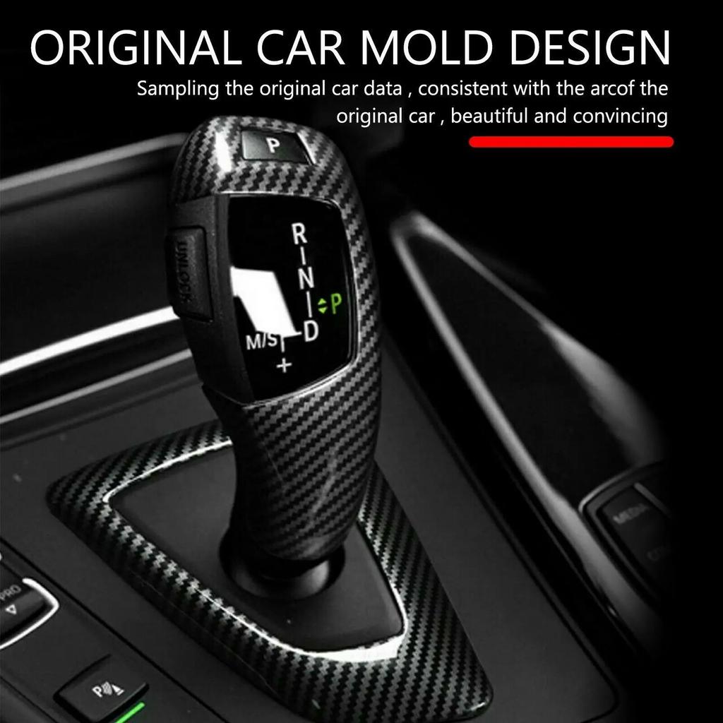 For BMW 1 2 3 4 5 6 Series F10 F18 F20 F21 F22 F23 F30 F31 F32 F35 Carbon Fiber Style ABS Gear Shift Knob Panel Cover Trim Frame