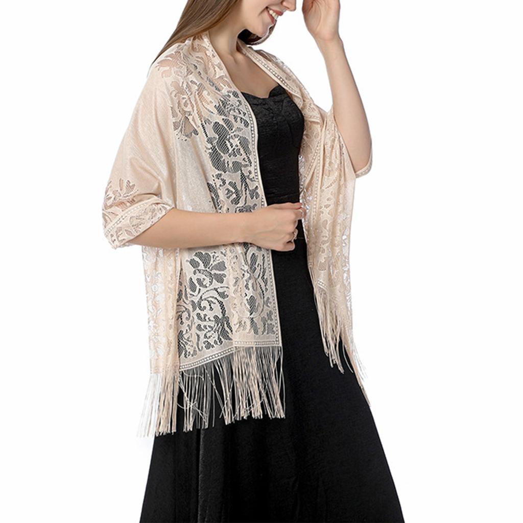 Women's Lace Hollow Shawl Evening Dress Cheongsam Shawl Party Dinner Scarf