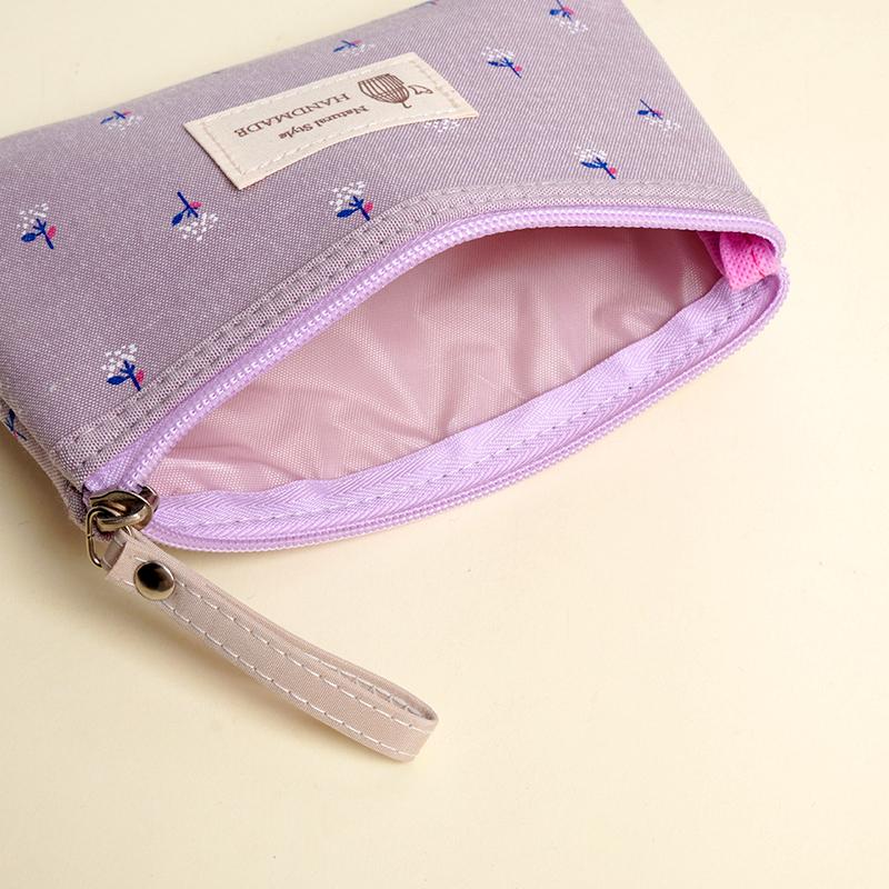1Pc Floral Prints Rectangle Coin Purse Cute Cosmetic Bag Small Storage Bags Canvas Toiletry Organizer Purse