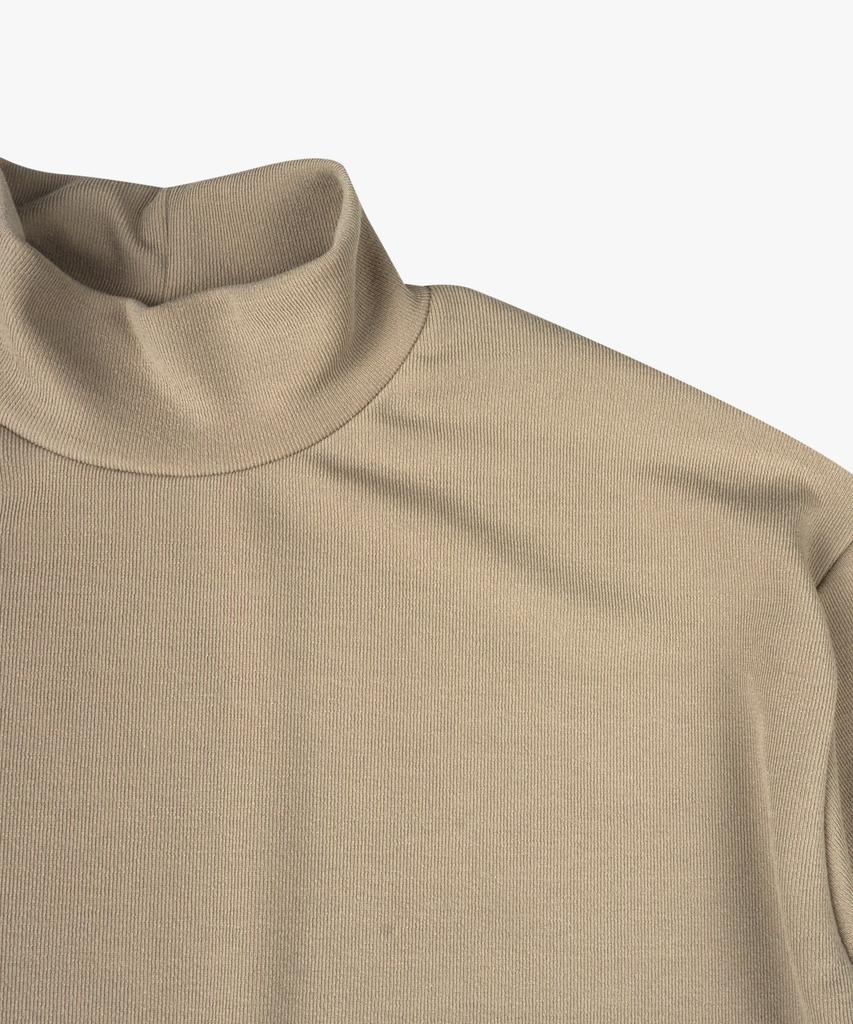 ESN Ribbed Half Turtleneck Knit T-Shirt Beige