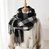 Simple Imitation Cashmere Plaid Warm Shawl Scarf, A Must-Have Fashion Atmosphere In Autumn And Winter, Versatile Fringed Scarf