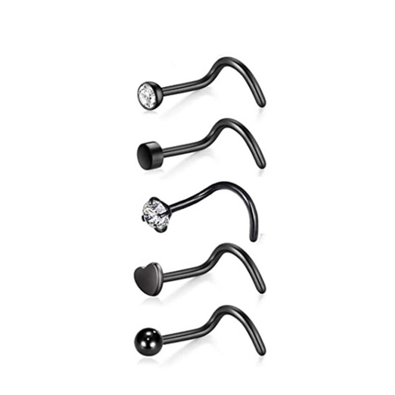 Хороший Горячий Набор Нострил из Нержавеющей Стали Новая Мода Пирсинг Носа Ювелирные Изделия Набор 5 Шт./21 Шт. Квадратный Круглый Сердце