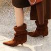 Aneikeh 2026 Winter Fashion Thin Low Heel Pointed Toe Women Ankle Boots Ladies SHort Modern Shoes Party Pumps Botas Mujer