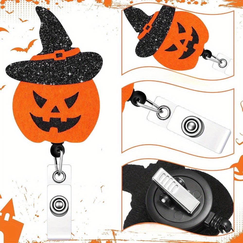Набор из 4 значков-клипс на Хэллоуин. Расширяемые фетровые клипсы с дизайном тыквы и ведьмы для медицинского и офисного персонала.