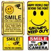 1pc, Tin Sign, Smile You On Camera Sign, Video Surveillance Sign Outdoor Aluminum Warning Sign Security Camera