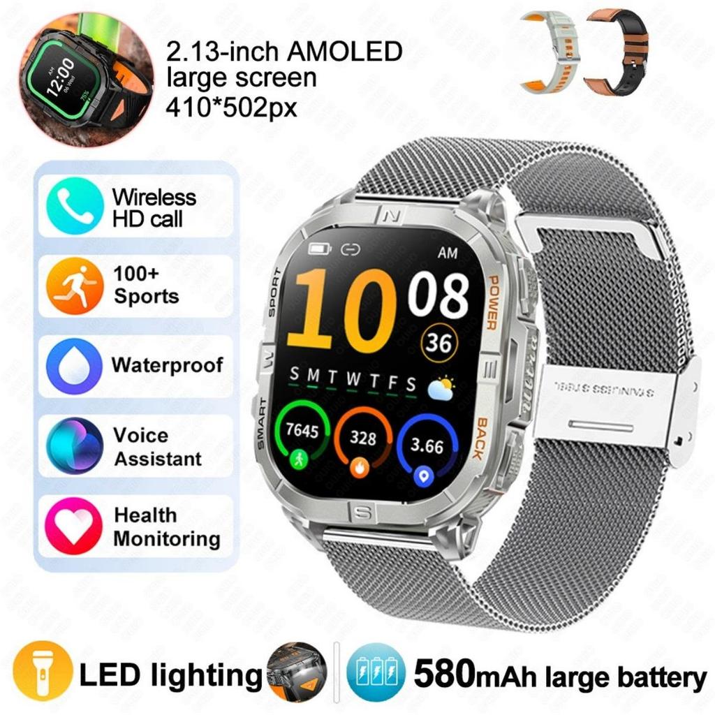 Новые умные часы GPS для улицы Барометрический компас Светодиодный фонарик 580 мАч Водонепроницаемость 3 АТМ 100+ спортивных режимов Здоровье BT-звонок Смарт-часы