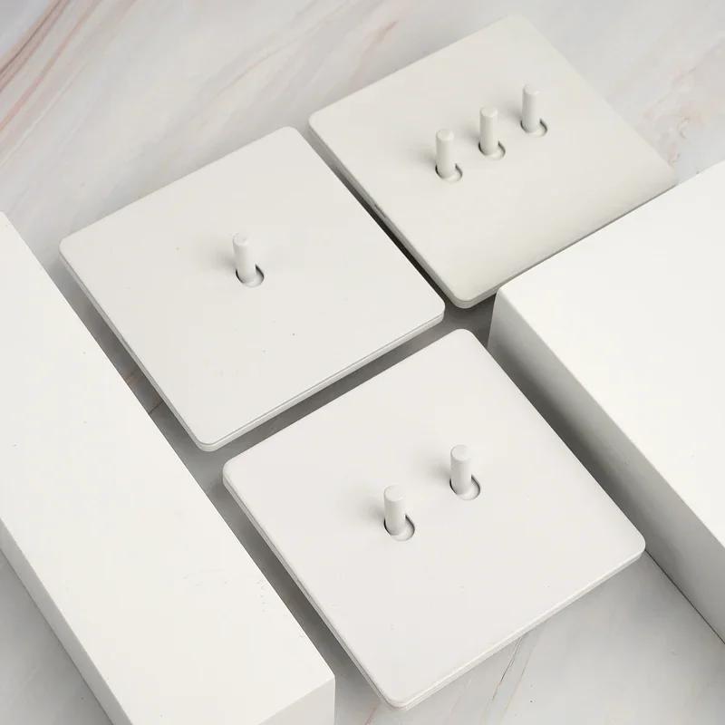 White Antique Stainless Steel Panel Wall Lamp Switch, Toggle Wall Dimmer Switch Socket EU USB Plug Socket 220V Electrical On Off