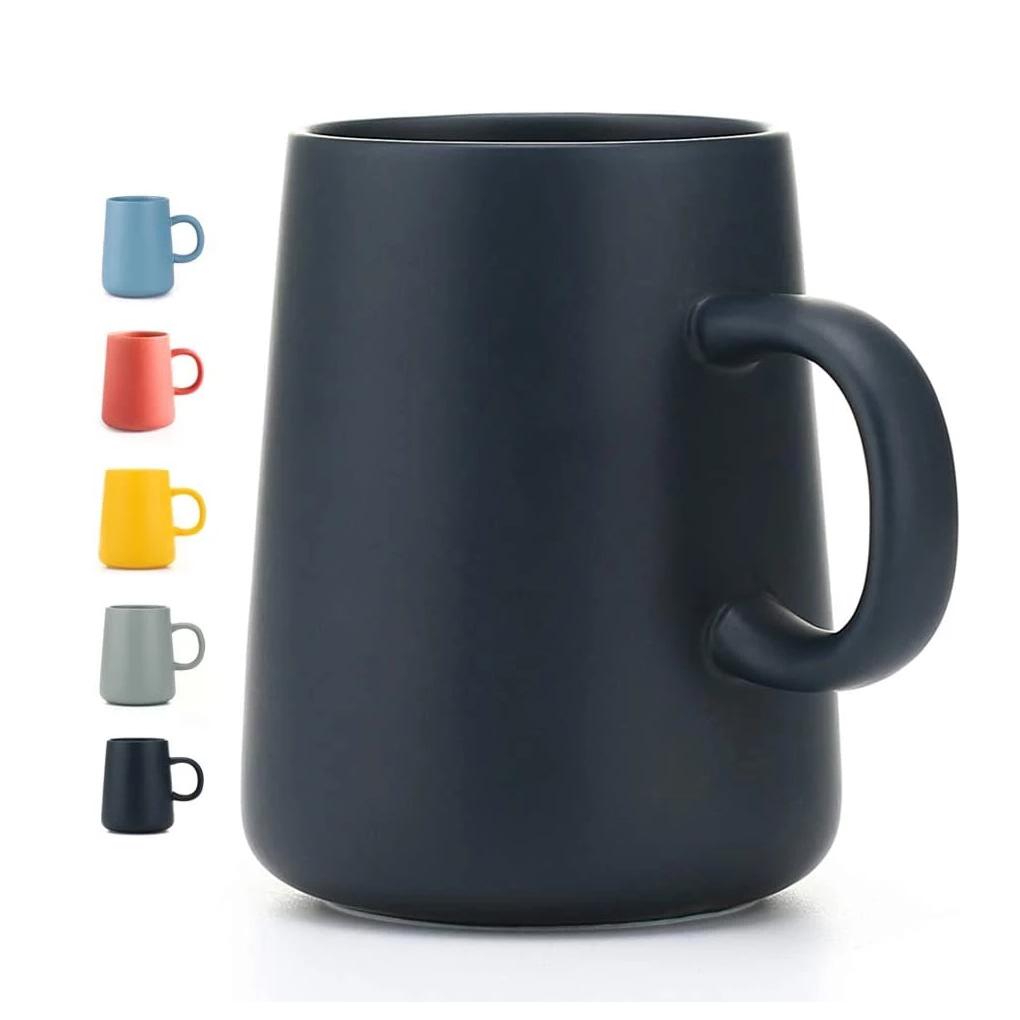 450ML Ceramic Tea Cup Extra Large Mugs Coffee Cups Wide Ceramic Single Color Frosted Big Coffee Mug Tea Cup With Spoon