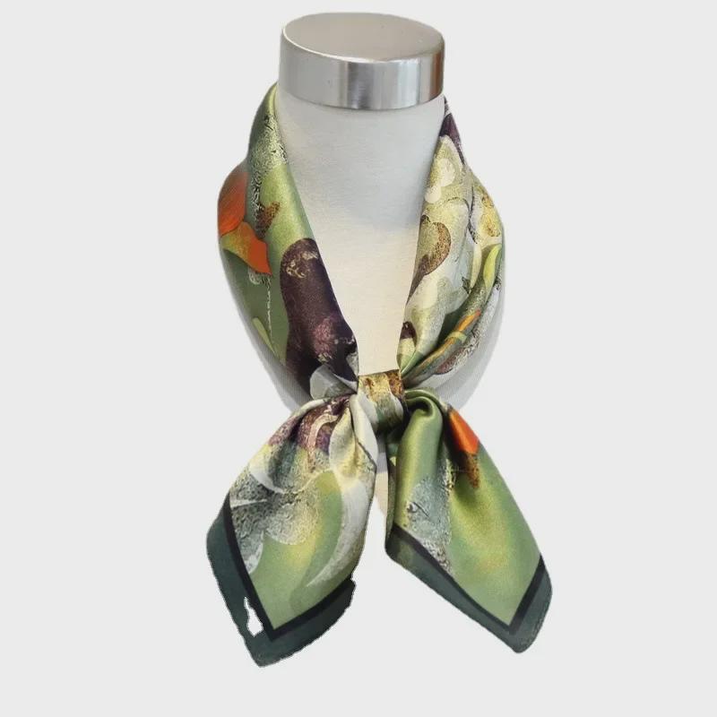 Dunhuang Feitian Xiangyun Mulberry Silk Satin Scarf - National Style, 70cm Square for Women