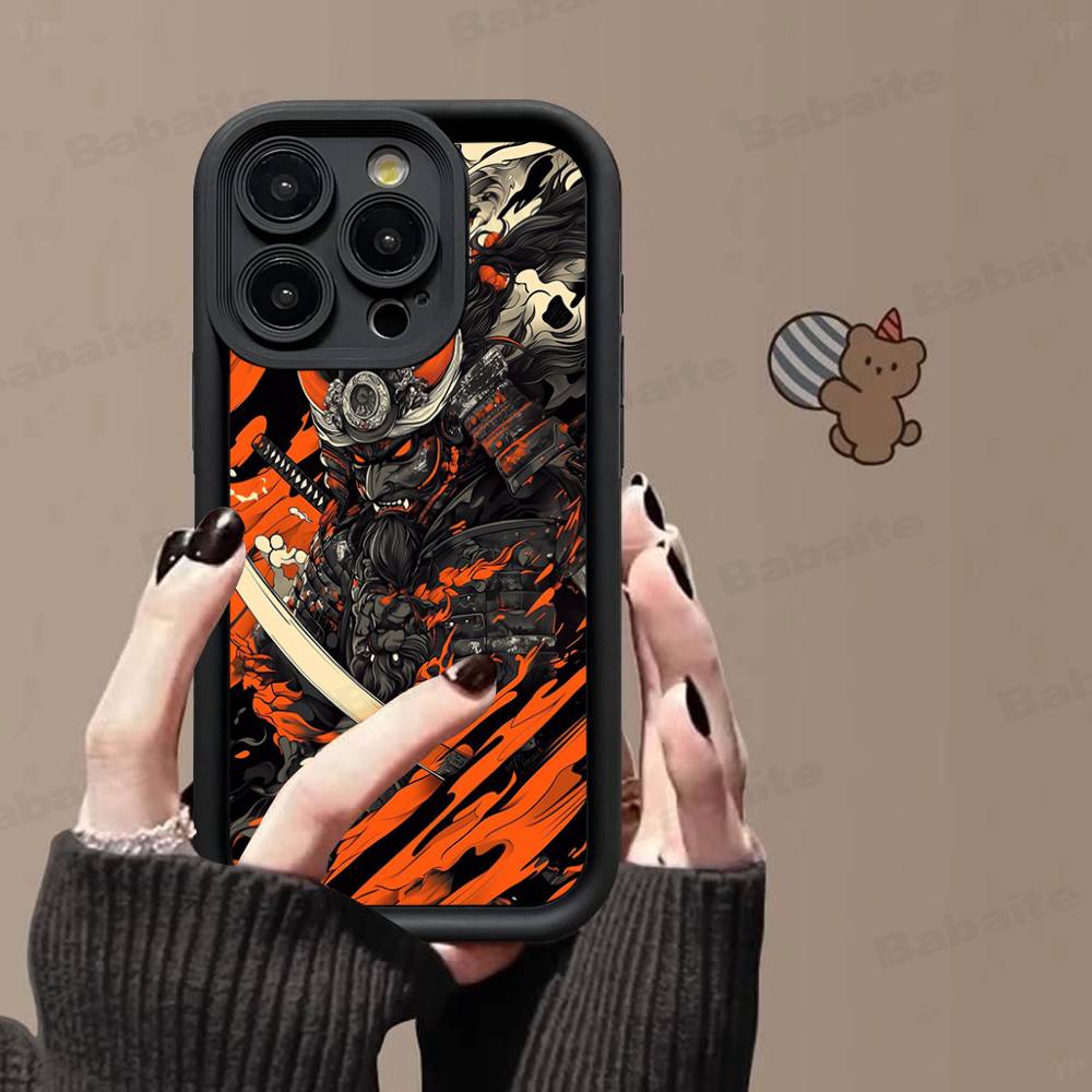 Япония Лицо Призрака Самурай Чехол для Телефона Для IPhone 17 16 15 13 11 12 14 Pro Max Plus Силиконовый Чехол-Оболочка