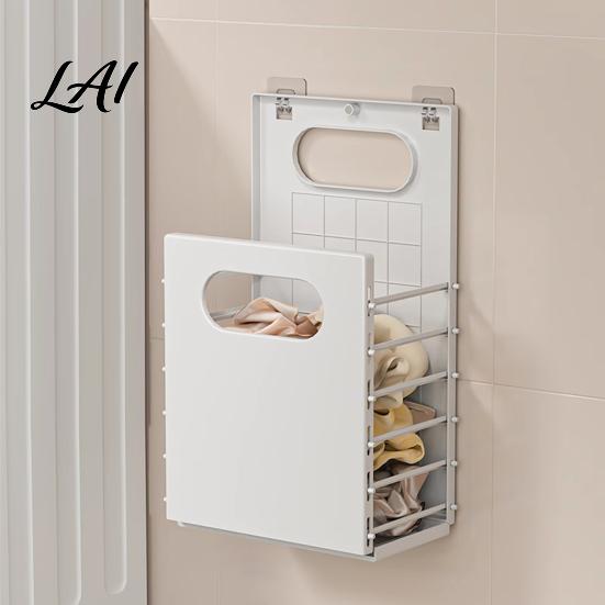 Blanket Holder for Bedroom Wall Mounted Laundry Hamper Breathable Large Capacity Container Foldable Container Space Saving Storage Basket Bathroom