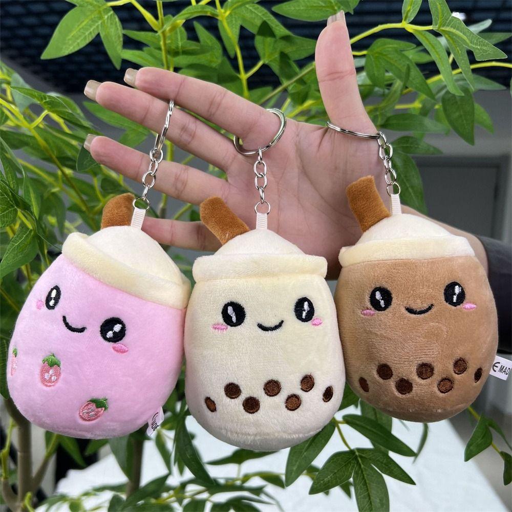Plush Doll Bubble Tea Keychain Fruit Tea Boba Doll Plush Toys Milk Tea Keyring Backpack Decoration