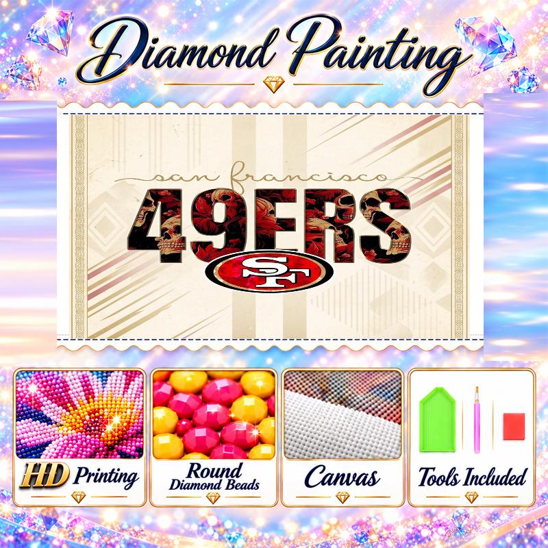 San Francisco 49ers Diamond Painting Kit 5D Full Drill DIY Diamond Mosaic Wall Art Home Decor