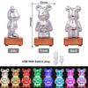 LED Lamps 3D Bear Night Light USB Dimmable Projector Colorful Atmosphere Desktop Bedroom Table Decora Lighting Gift