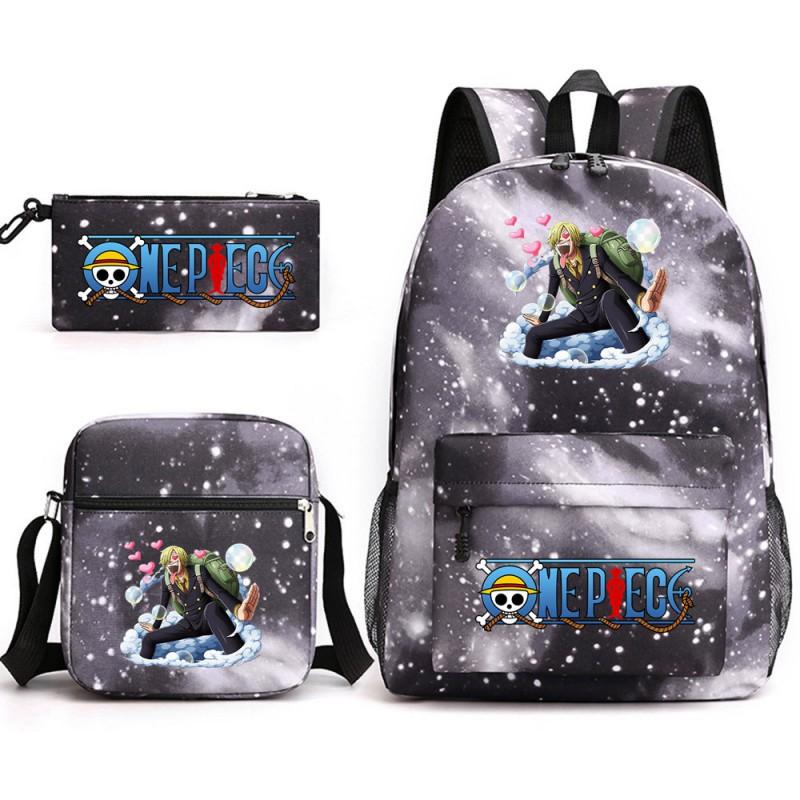 One Piece Anime Backpack Kids School Use Large Capacity Oxford Fabric Dual Shoulder Bag With Padded Straps