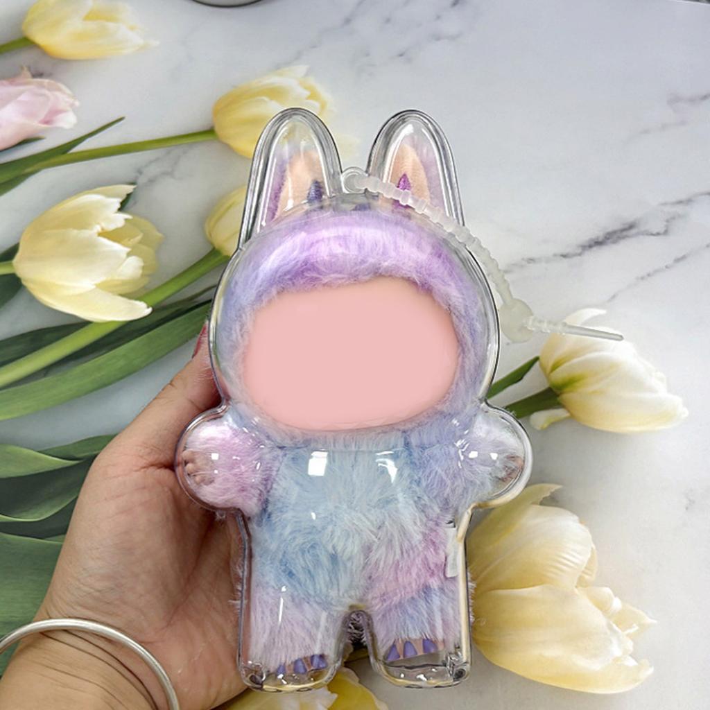 3rd Gen Doll Display Case for LABUBU Figure Dolls with Hanging Hook Protective Case for Plush Keychain Pendant Dustproof