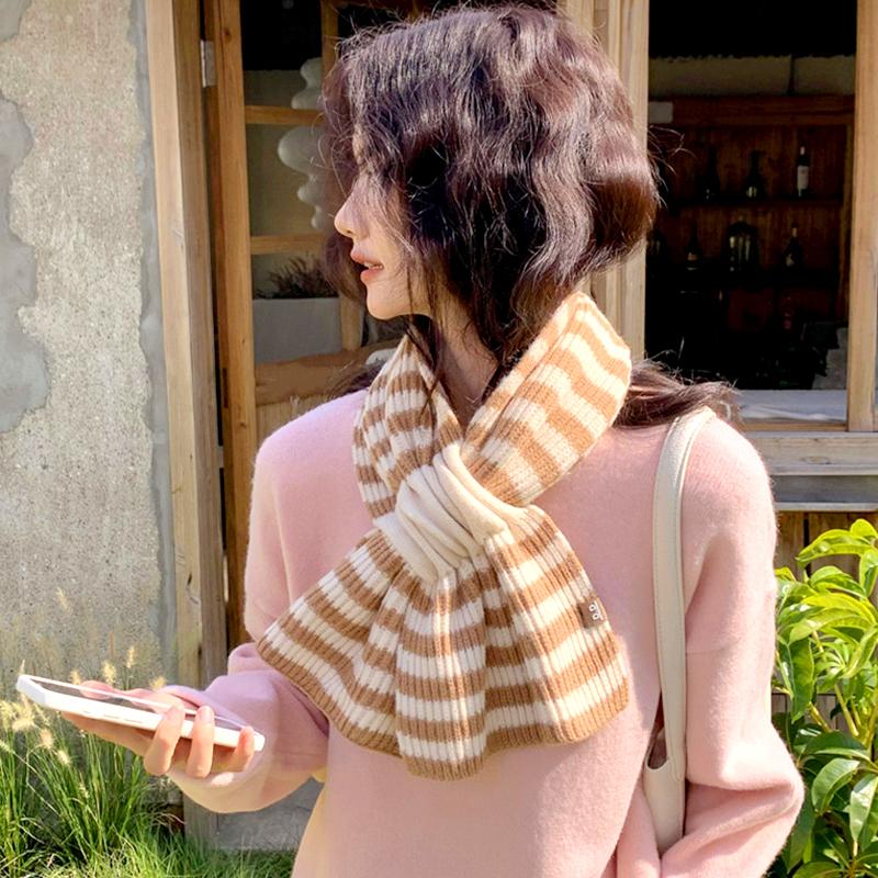1 шт. модный шарф с крестиком, вязаный полосатый, теплый, утолщенный, шерстяной, шарф, шаль, накидка, ветрозащитный, для улицы