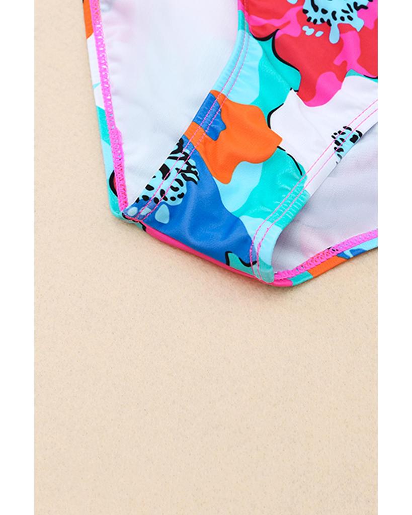 Azura Exchange Floral Print V-Neck Ruffles Bikini