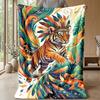 Tiger Spirit Warrior Theme blanket Lightweight Warm Flannel Blanket Decorative Throw Blanket for Home Decoration