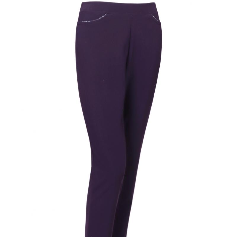 Shop Women Stretch Waistband Plain Slacks Navy Ace Wpt 1576