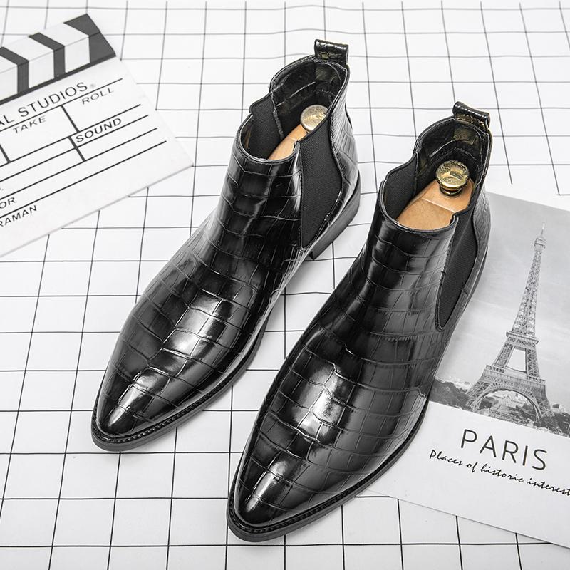 Новые высококачественные мужские остроносые ботинки челси с капюшоном, водонепроницаемые ботильоны, мужские модные ботинки-броги, кожаные туфли, размер 38-46