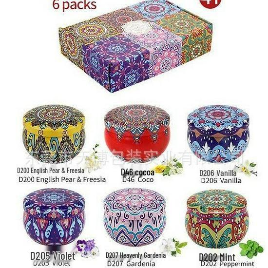 Six-Piece Soy Aromatherapy Candle Set - Long-Lasting Indoor Fragrance with Dried Flowers