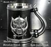 Horned Skull Embossed Beer Mug Resin Outer Stainless Steel Liner Tankard Rivet Handle Large Capacity Bar Drinking Cup Gothic