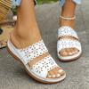 Fashion Hollow Out Flower Wedge Sandals Women Summer 2025 Soft Bottom Slip On Platform Slides Woman Plus Size 43 Heels Rome Shoes Woman