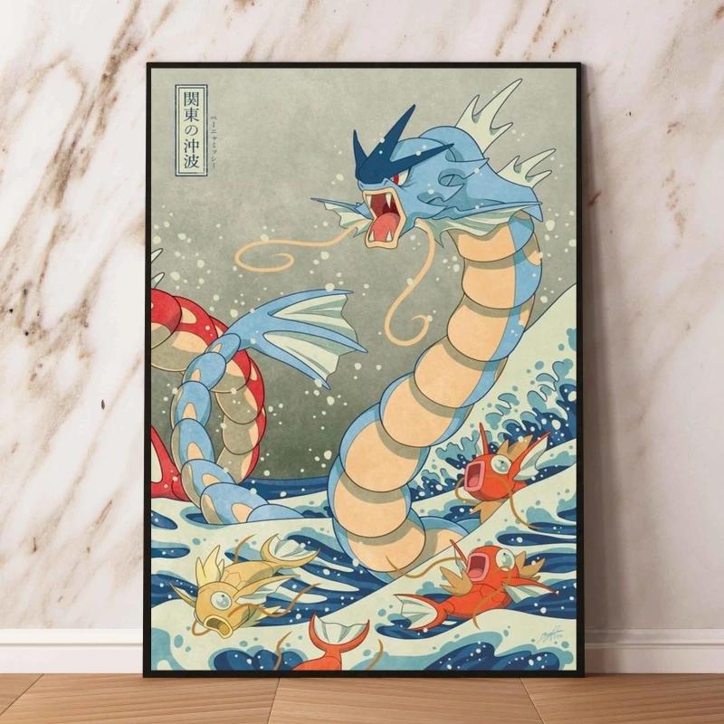 Japan Anime Pokemon Gyarados Classic Character Canvas Poster High Definition Images Home Living Room Wall Aesthetic Decorative
