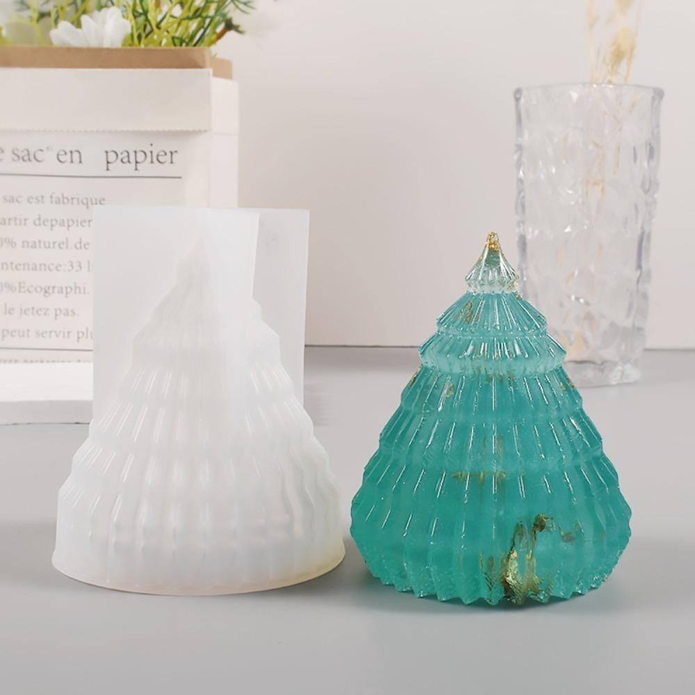 Soft Christmas Tree Candle Mold Diagonal Striped Soap Mould Ornament Gifts