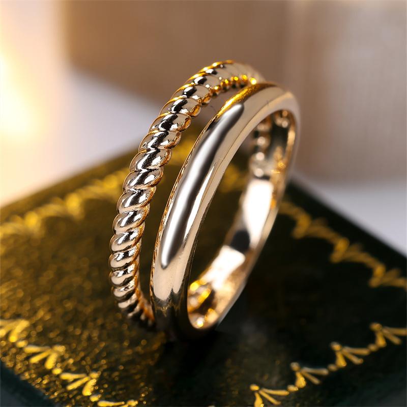 1 Pc Golden Color Twist Ring Wedding Band Valentine's Day Jewelry