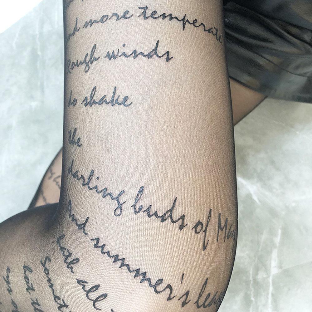 Thin Nylon Anti-hook Woman Sexy Transparent Tights Inscriptions Tattoos Pantyhose With Patterned