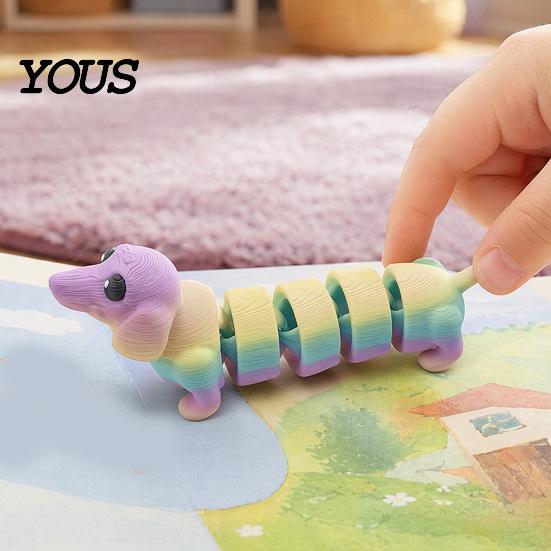 Маленькая скульптура собаки, 3D-печатная фигурка таксы, шарнирная игрушка-антистресс, коллекционная фигурка щенка из ПЛА с подвижными суставами,