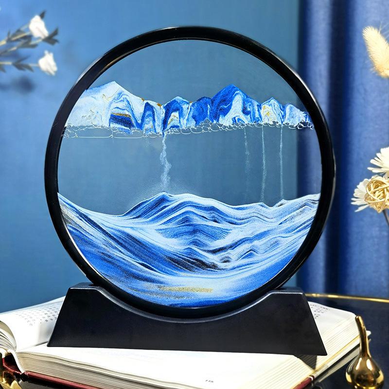 Creative 3D Quicksand Painting Round Glass Craft Hourglass - Unique Desktop Ornament Gift