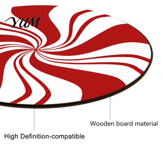 Heat Resistant Kitchen Counter Mat 4Pcs Red White Spiral Wooden Coasters, Round Peppermint Candy Drink Decorative Shape Coaster Heat?Resistant