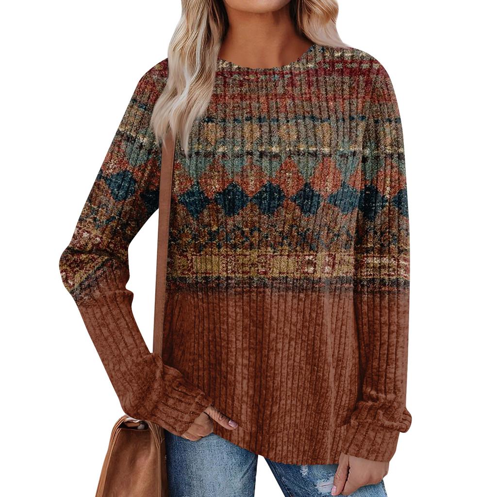 Женский принт Легкий Топ с круглым вырезом из матового хлопка