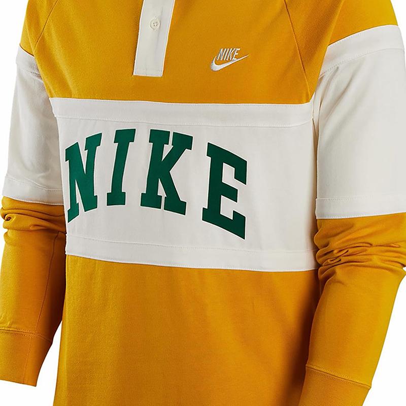 Nike Вязаные мужские топы-поло с цветными блоками и логотипом, желтый FJ1175-747