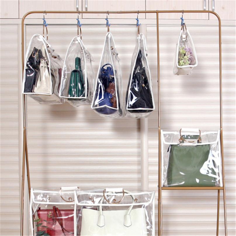 Hanging Handbag Organizer Closet Transparent Storage Bag Door Wall Clear Shoe Bag with Hanger Pouch