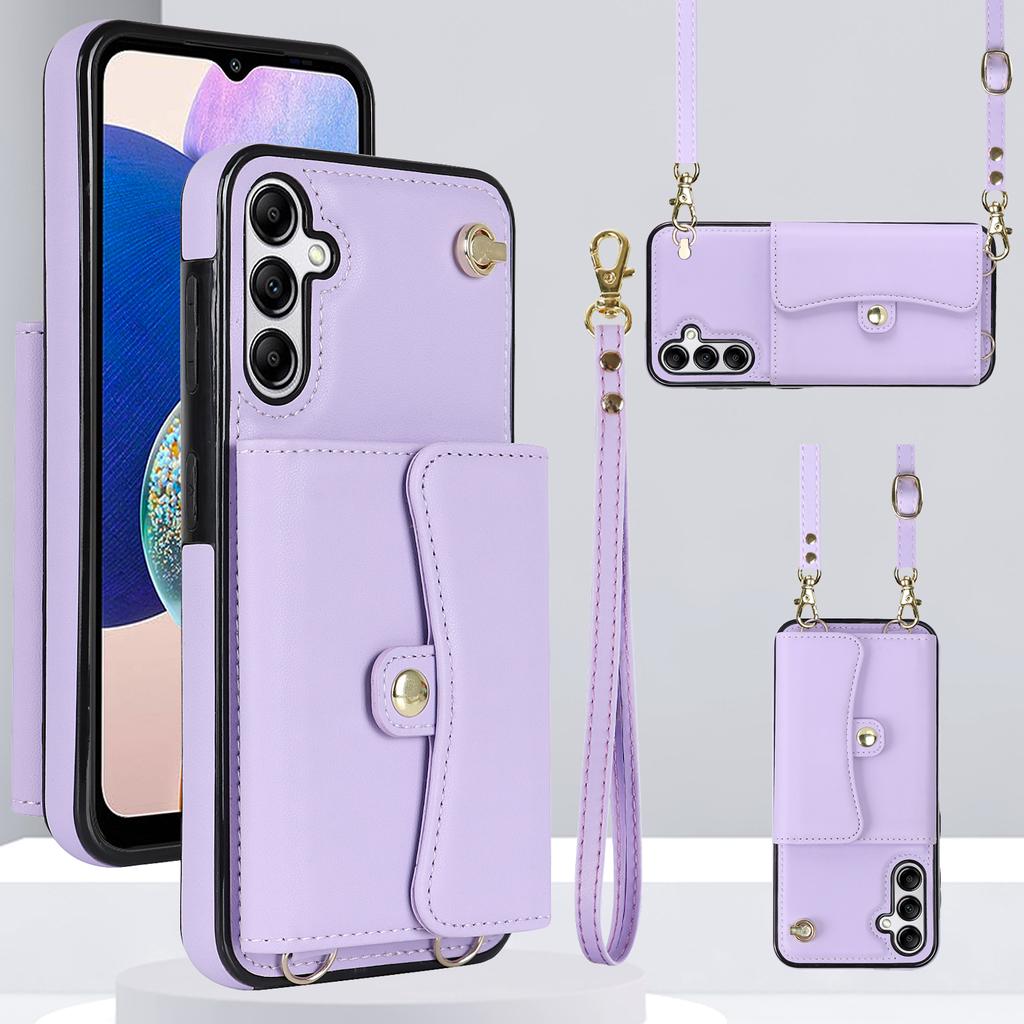 Кошелек-чехол через плечо с ремешком, слот для кредитной карты для Samsung Galaxy A14 A54 A53 A73 A13 A52 S23 Ultra S22 Plus S21