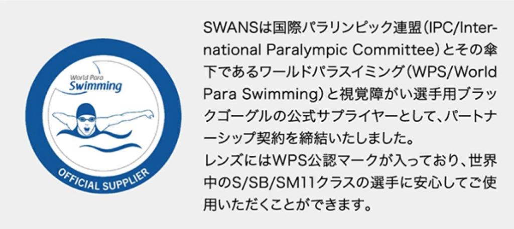 SWANS Сделано в Японии Очки для плавания для паралимпийцев, сертифицированные WPS для слабовидящих (Лебеди) (для людей с ограниченными возможностями), Черный, BG-SRX BK,