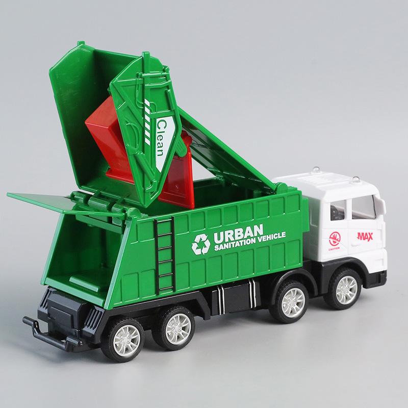 Simulated garbage classification sanitation vehicle inertial car children's open lid trash can urban transport vehicle model