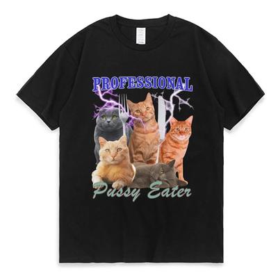 Профессиональный Pussy Eater, забавная футболка для любителей кошек, женская одежда унисекс, модные хлопковые повседневные футболки большого размера, уличная футболка