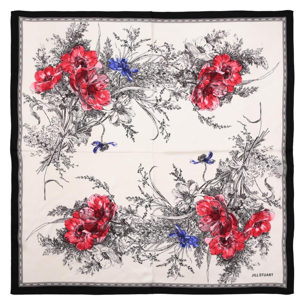 JILL STUART Old Flower Silk Square Petite Scarf (50109009) - Women's Sun Protection Scarf