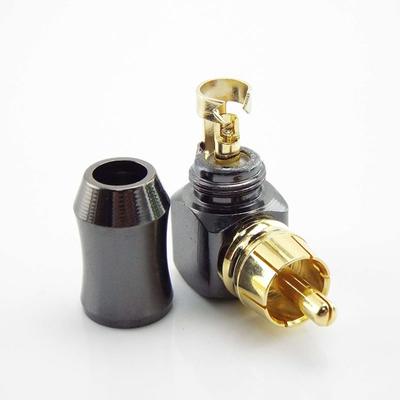 Разъем RCA 90 градусов, разъемы аудиоадаптера, позолоченный разъем для кабеля динамика 6,2 мм, тип L