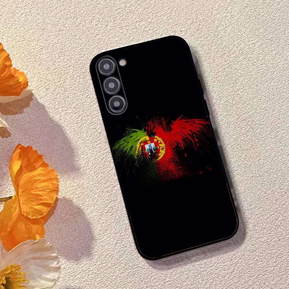 P-Portugal Flag Soccer Support Phone Case Black Silicone Soft For Samsung Galaxy A73,A72,A71,A70,A53,A52,A51