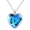 Personalized Fashion Retro Butterfly Heart Shaped Pendant Necklace Women's Birthday Gift Jewelry Handmade Creative Gift